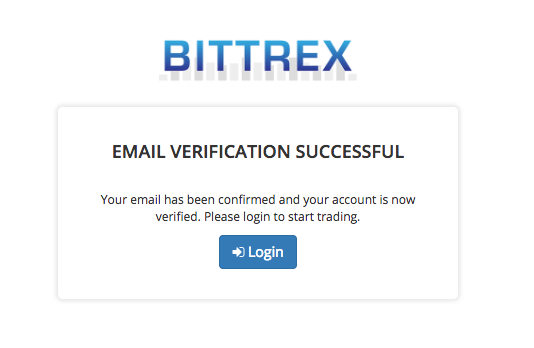 BITREXのEメールの認証画面