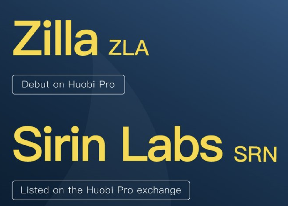 海外取引所Huobi（フオビ）にSRN（Sirin Labs Token）とZLA（Zilla）が新規上場！