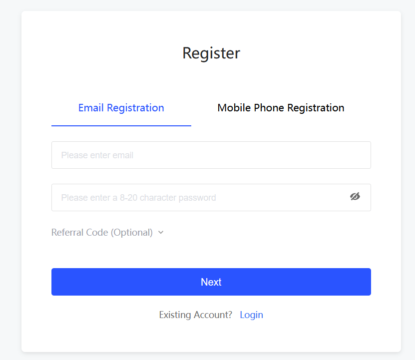 BingX 公式サイト「Register」の項目